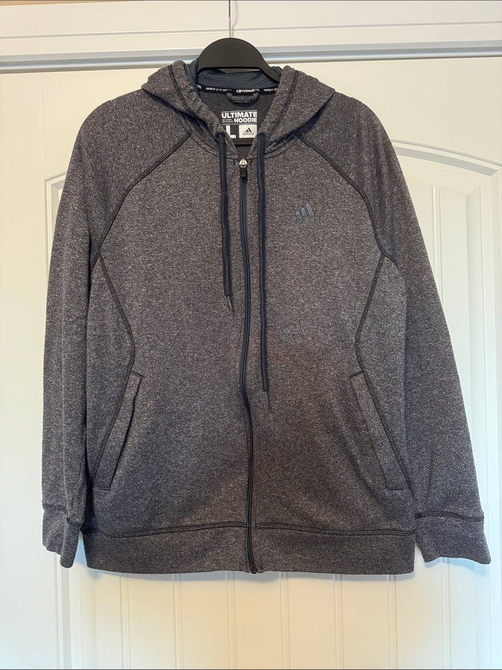 Adidas Men’s Dark Gray Full-Zip Climawarm Ultimate Hoodie Size L